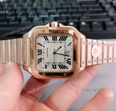 Japan Grade Cartier Santos de Watch Rose Gold Quartz 39mm